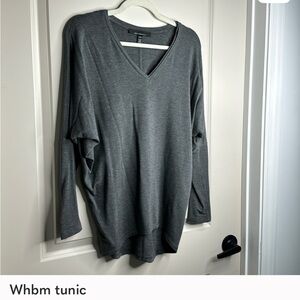 White House Black Market Charcoal V-Neck Tunic